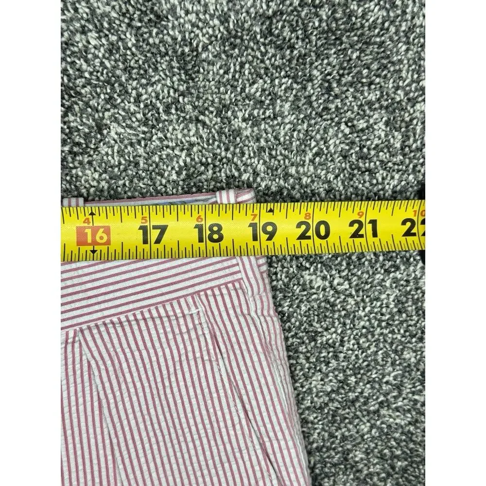 Peter Millar Mens Seersucker Shorts Pleated Pink White striped Golf Prep Sz 38